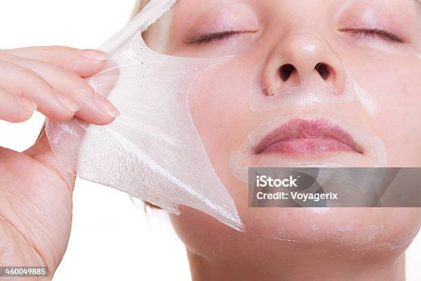 Portrait Blond Girl In Facial Mask Beauty And Skin Care Stock Photo - Download Image Now