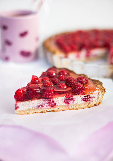 istock Piece of homemade raspberry pie 460066665