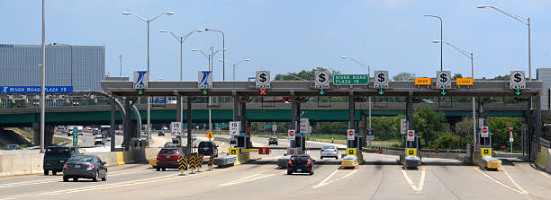 Toll plaza at River Road, near Chicago stock photo