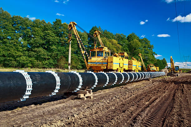 budowa rurociągów gazu - earth mover working field dirt zdjęcia i obrazy z banku zdjęć