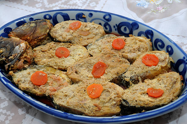 Gefilte fish stock photo