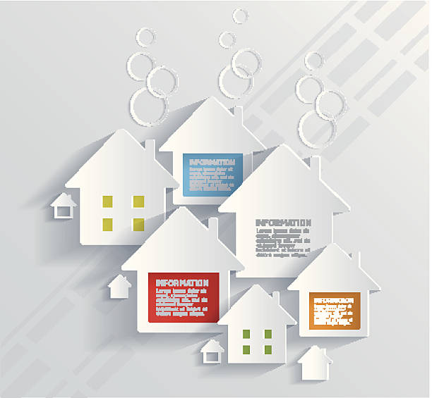 Infographic with white houses . vector art illustration