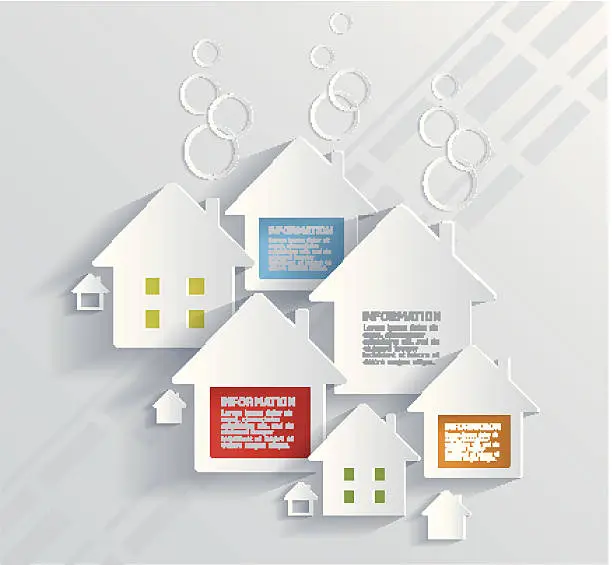 Vector illustration of Infographic with white houses .