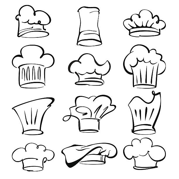 ilustrações de stock, clip art, desenhos animados e ícones de coleção de chapéus de vetor ilustração de chefe de cozinha - computer icon icon set hotel symbol