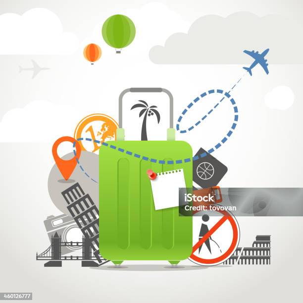 Vacation Travelling Illustration Stock Illustration - Download Image Now - Adventure, Airplane, Airplane Ticket