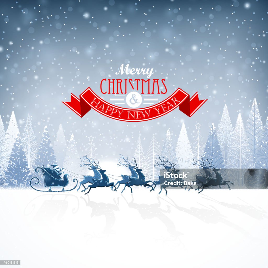 Santa Claus with reindeer Santa Claus rides in a reindeer sleigh. Vector illustration EPS10, transparency Animal Sleigh stock vector