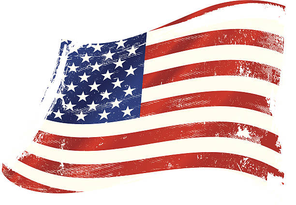 illustrazioni stock, clip art, cartoni animati e icone di tendenza di bandiera stati uniti d'america grunge - american flag flag usa waving