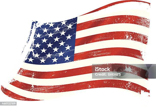 미국 그런지 플래깅 미국 국기에 대한 스톡 벡터 아트 및 기타 이미지 - 미국 국기, 손 흔들기, 기