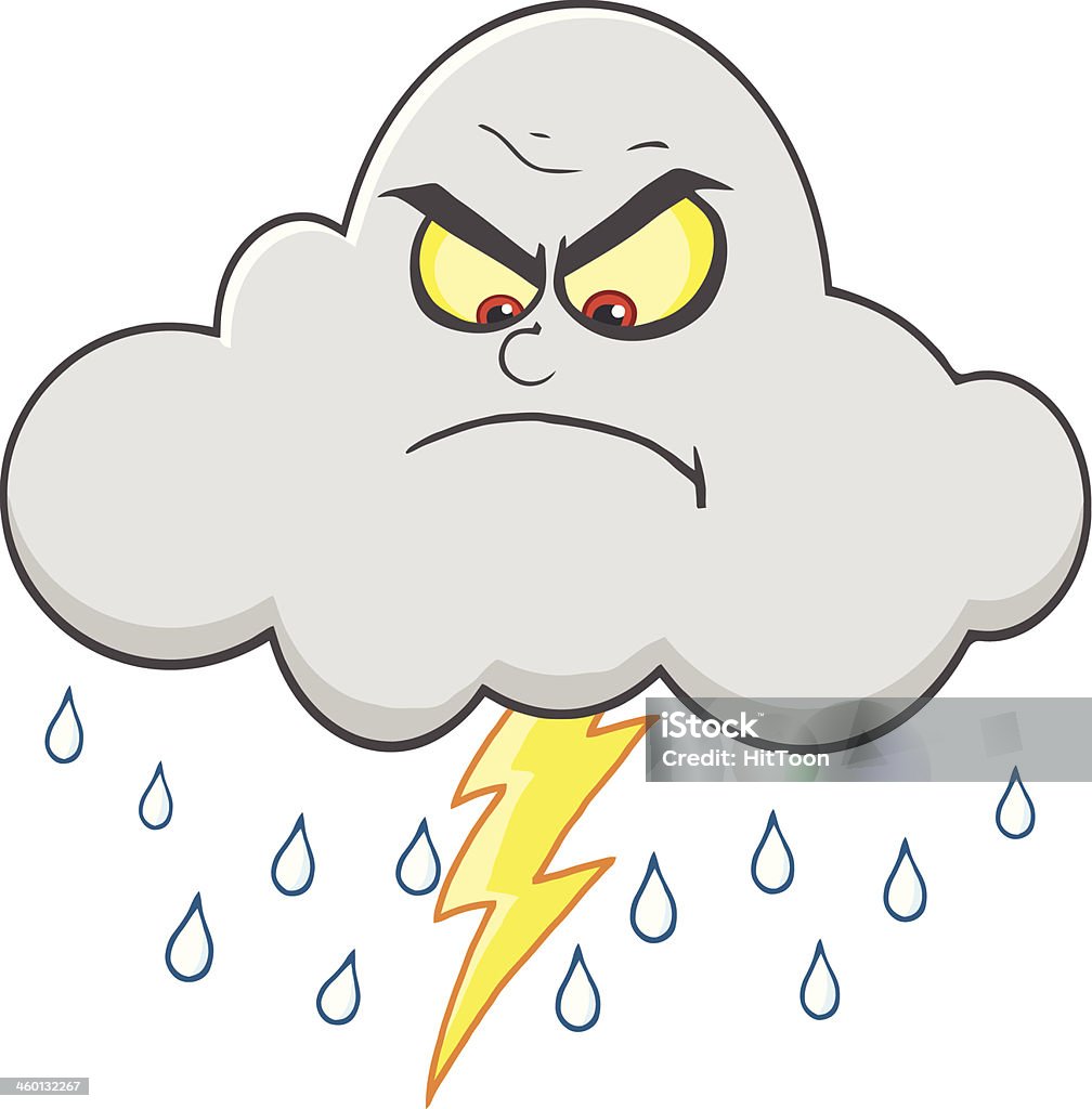Anger Lightning Angry Cloud And Lightning With Raining Stock Illustration - Download ...
