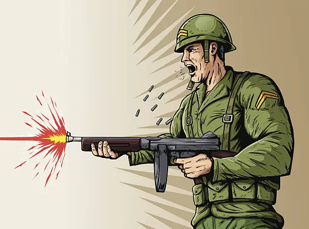 Vector illustration of World War 2 soldier
