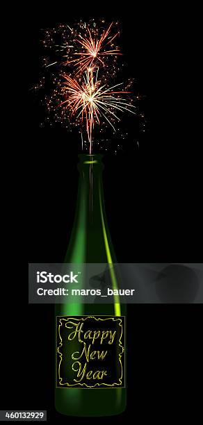 Champagne Bottle With The Inscription Happy New Year Stock Photo - Download Image Now