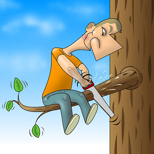 Man Sawed Branch Stock Photo - Download Image Now - Caricature, Cartoon, Cutting - iStock Man Sawed Branch Stock Photo - Download Image Now - Caricature, Cartoon, Cutting - iStock