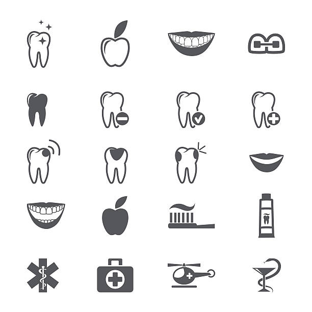 치아용 아이콘 - symbol human lips healthy lifestyle apple stock illustrations