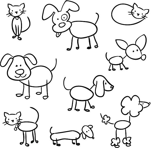 Dogs and Cats vector art illustration