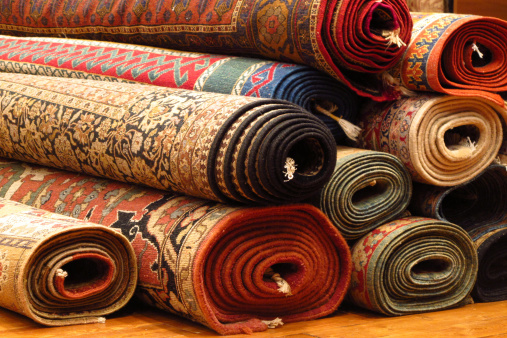Rolled turkish rugs