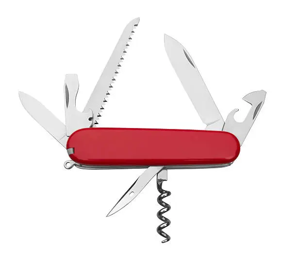 Red Army Knife multi-tool, isolated on white background