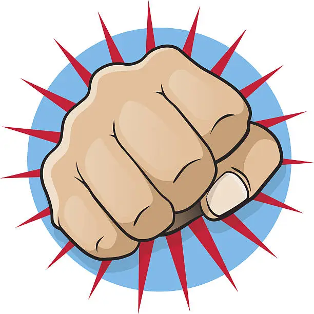 Vector illustration of Vintage Pop Art Punching Fist
