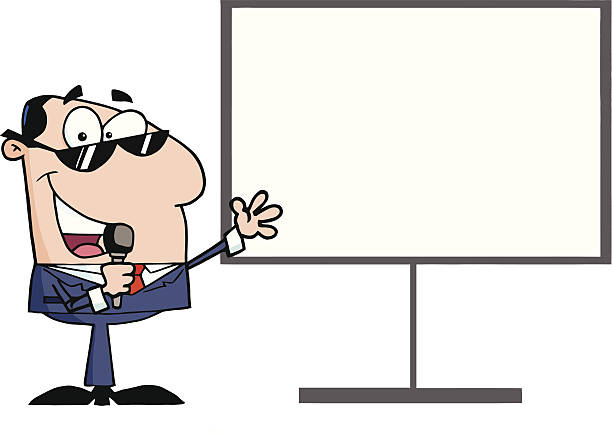 Friendly Host Holding A Microphone With Blank Board Similar Illustrations: game show host stock illustrations
