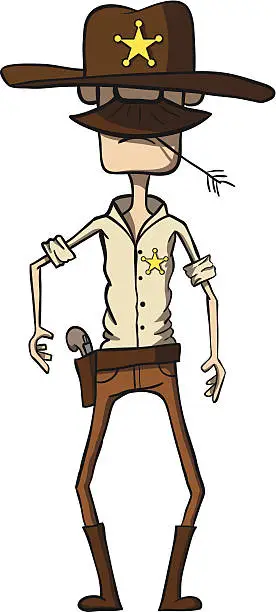Vector illustration of Cartoon sheriff with revolver. Wild west. Vector illustration