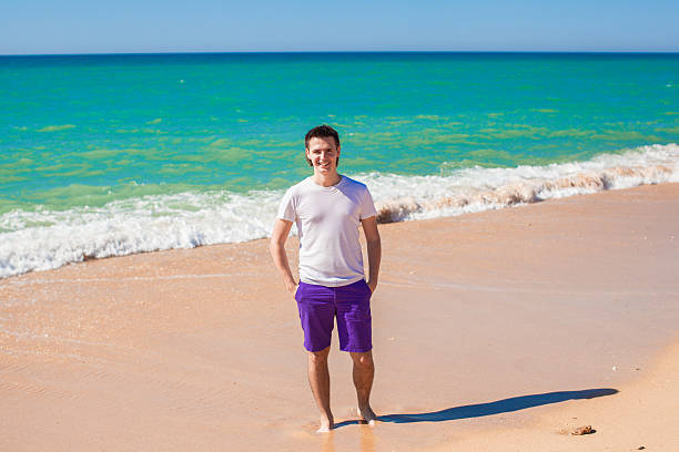istock Young man on tropical beach vacation 460142233