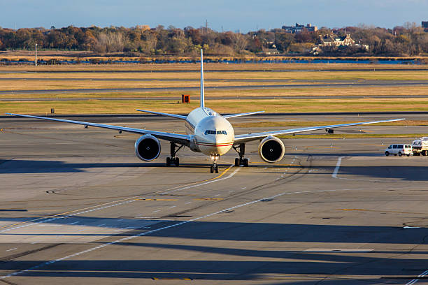 istock Passenger airplane line up on the runway 460143017