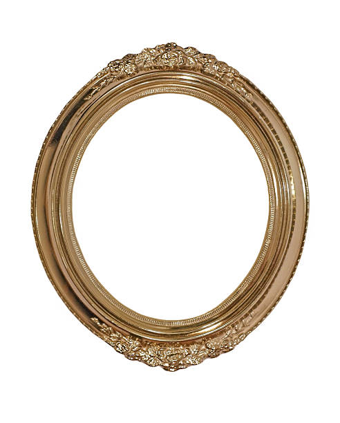 istock Golden oval photo frame.Isolated. 460143261