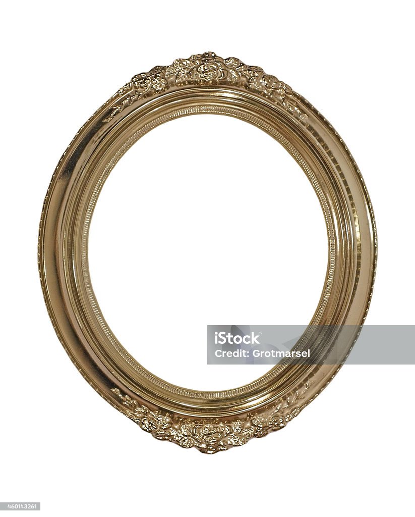 Golden oval foto frame.Isolated. - Royalty-free Armação de Construção Foto de stock