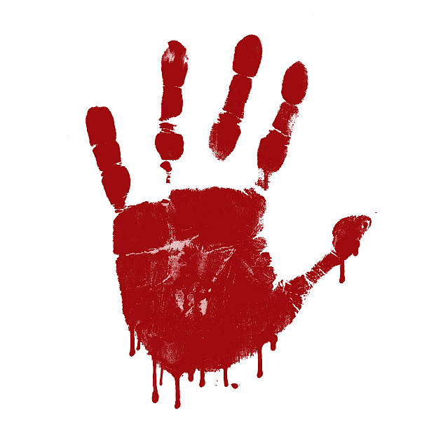 Bloody hand print Bloody hand print on white background natural pattern photos stock illustrations