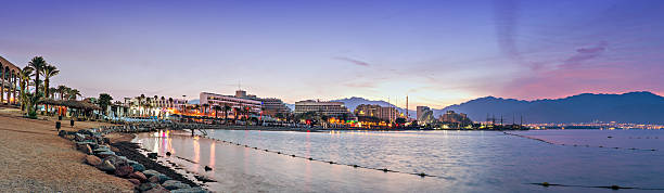 istock Central beach of Eilat at the early morning, panoramic view 460147265