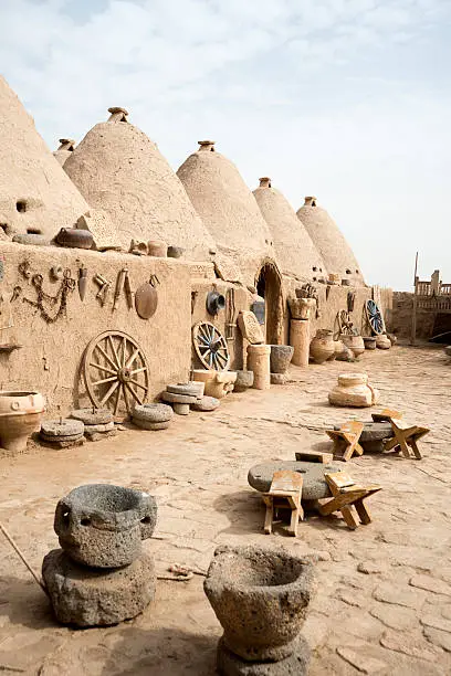 Traditional mud brick "beehive" houses in the village of Harran (Turkey).