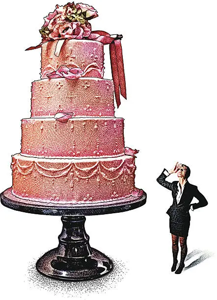 Vector illustration of Wedding Cake Decisions