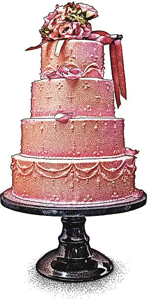 Vector illustration of Pink Wedding Cake