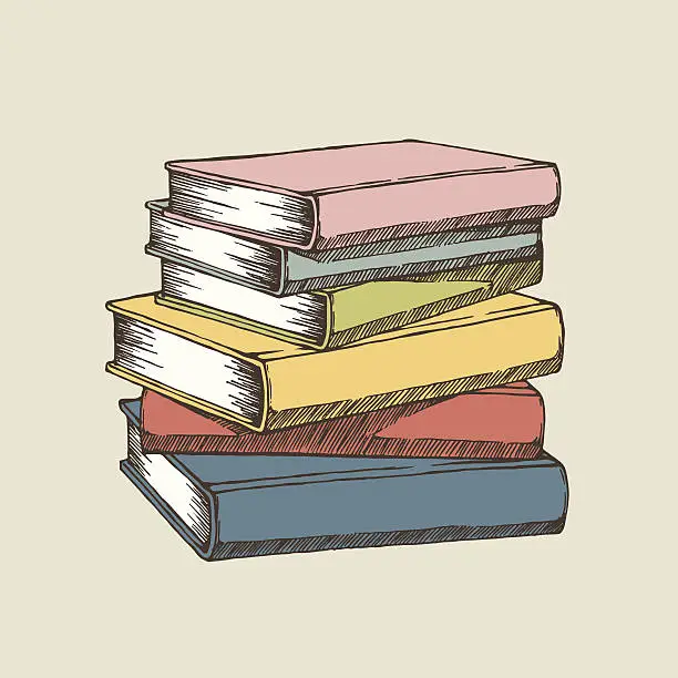 Vector illustration of A colorful illustration of a stack of books