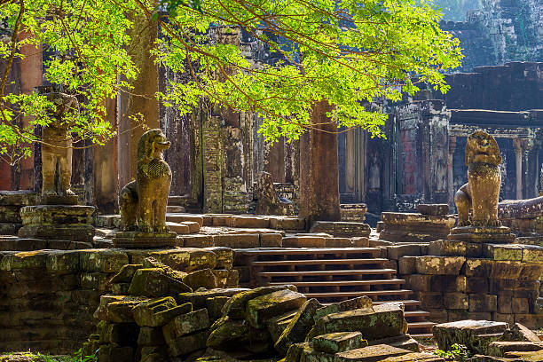 templo de bayon, angkor thom - ankor imagens e fotografias de stock