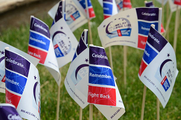 Flags at Relay for Life of Ann Arbor event stock photo