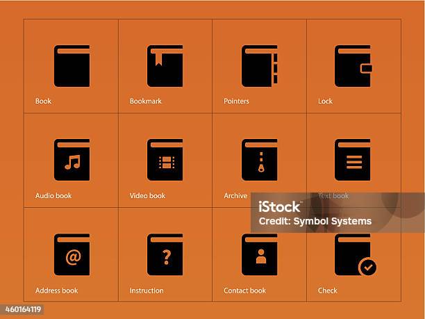 Book Icons On Orange Background Stock Illustration - Download Image Now - Author, Book, Bookstore