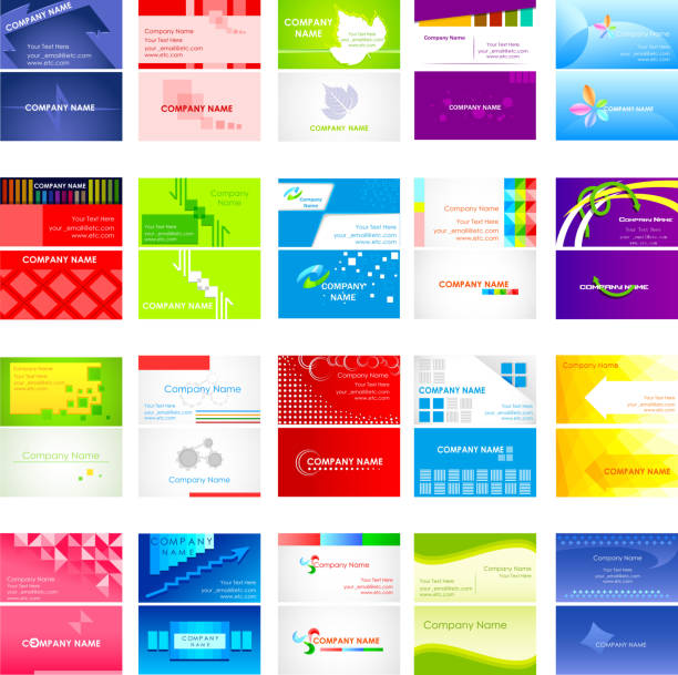 ilustrações de stock, clip art, desenhos animados e ícones de coleção de cartão de negócios - cards rear view vector pattern