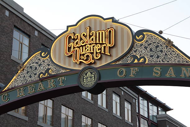 San Diego, CA, USA - July 19th, 2013: Entry sign to San Diego's historic Gaslamp Quarter in downtown San Diego, California.