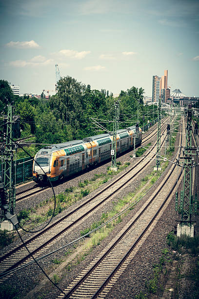 istock railroad and train with Potsdamer Platz in background,, Berlin 460180225
