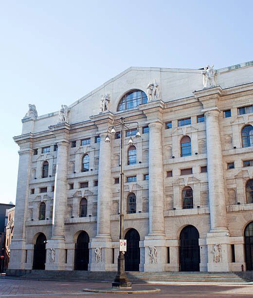 istock Palazzo della borsa. Exchange building on dramatic sky, Milan 460205799