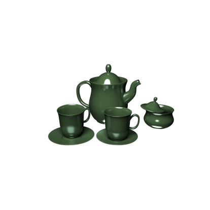 Teapot and two tea cup