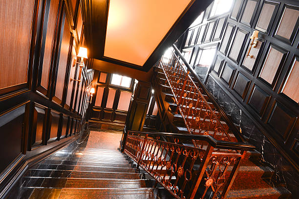 istock Indoor wooden staircase 460212369