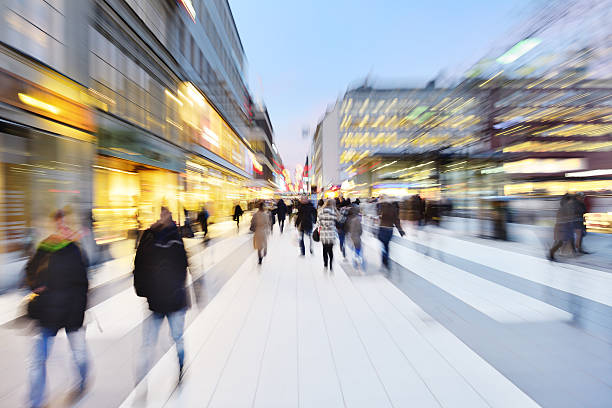 istock Blurred pedestrians in shopping district at Christmas time 460213209