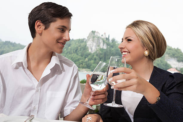 Young couple drinking water stock photo