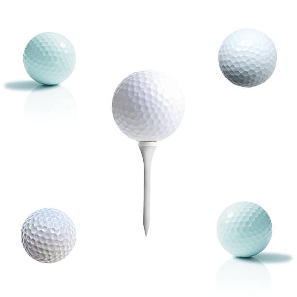 golfball auf tee - golf club golf iron isolated stock-fotos und bilder