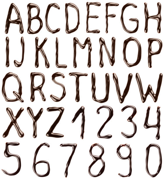 istock Alphabet letters written with chocolate syrup and numbers 460233691
