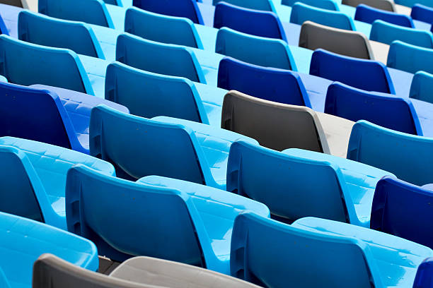 istock Sport arena with seats in blue color 460235507