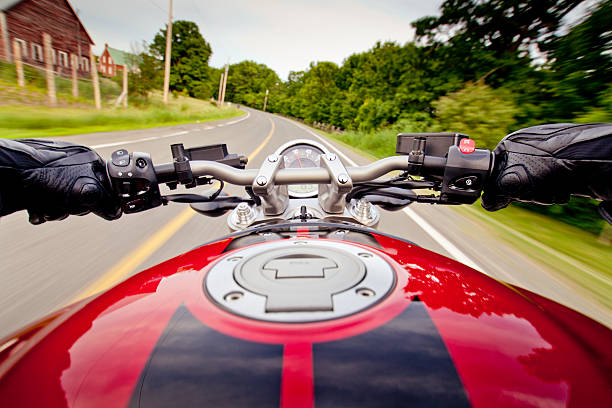 istock Riding motorcycle on country road 460249559
