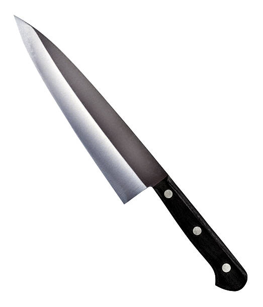 주방 나이프 흰색 배경 - knife table knife kitchen knife penknife 뉴스 사진 이미지