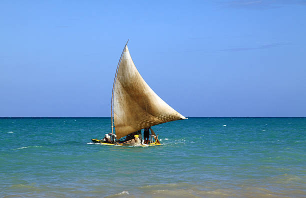 Sailing on the blue. Maceio, Brazil. stock photo